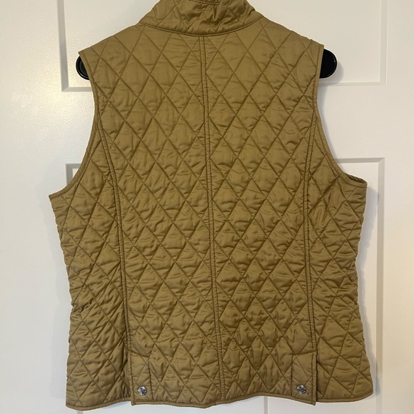 LL Bean Vest Women’s Large Tan Quilted Utility Field Hunting Plaid Lined NWOT - Picture 5 of 10